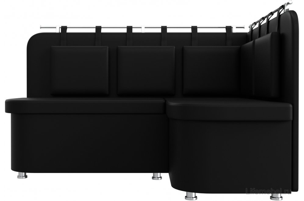 Кухонный диван Уют-2 правый экокожа черный