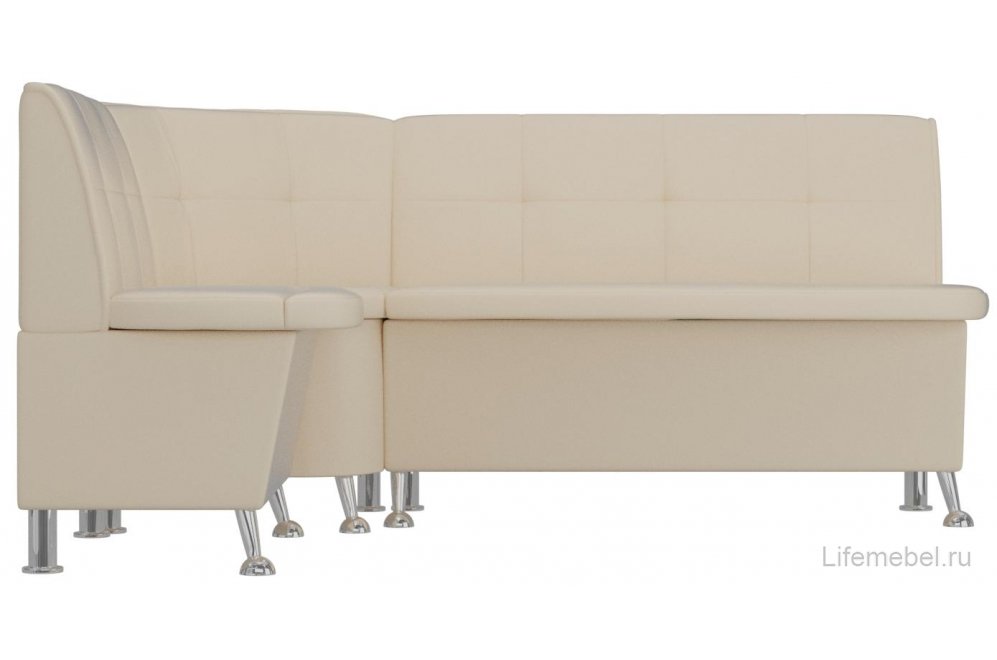 Кухонный диван угловой Феникс левый бежевая экокожа