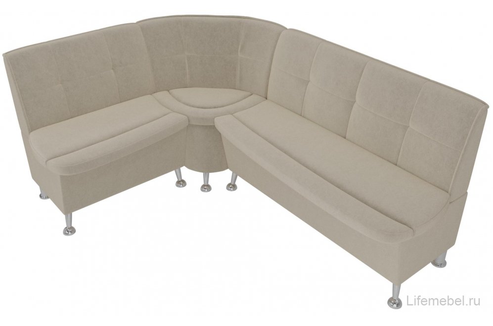 Кухонный диван угловой Феникс левый бежевый микровельвет