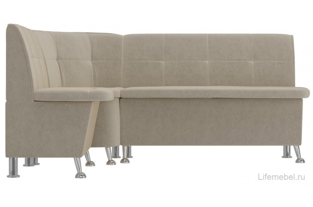 Кухонный диван угловой Феникс левый бежевый микровельвет