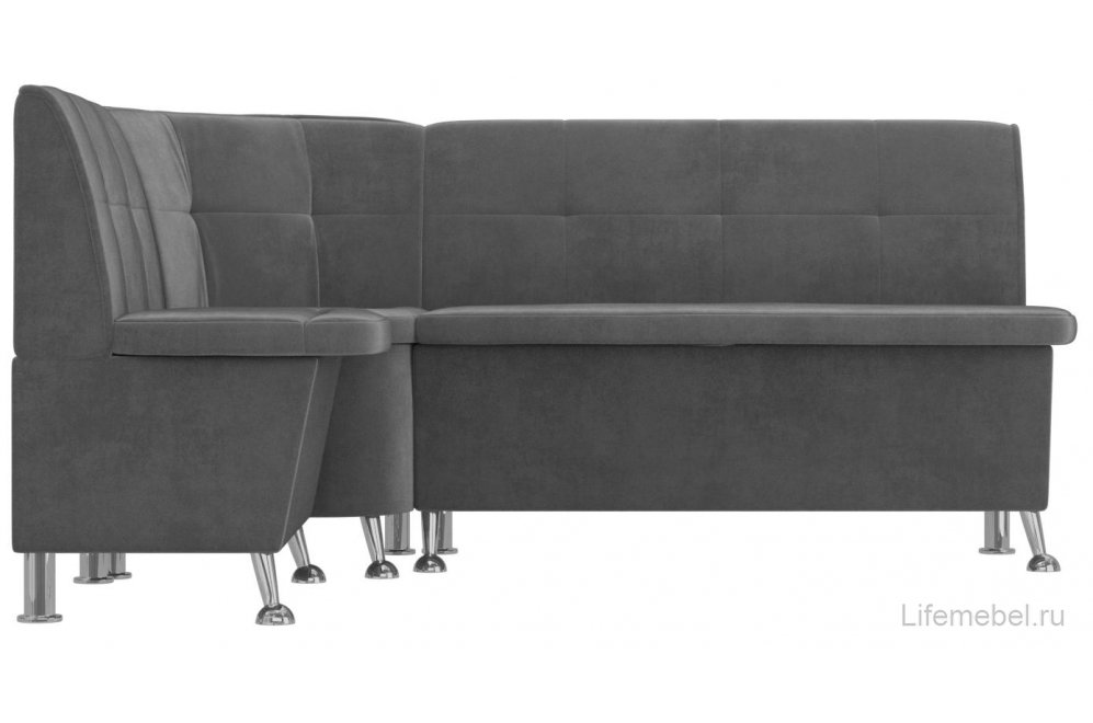 Кухонный диван угловой Феникс левый серый велюр