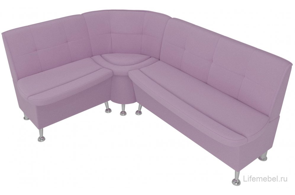 Кухонный диван угловой Феникс левый сиреневый микровельвет