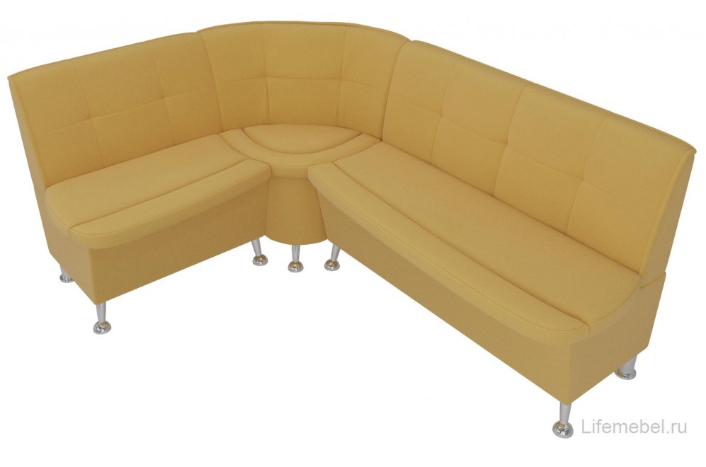 Кухонный диван угловой Феникс левый желтый микровельвет