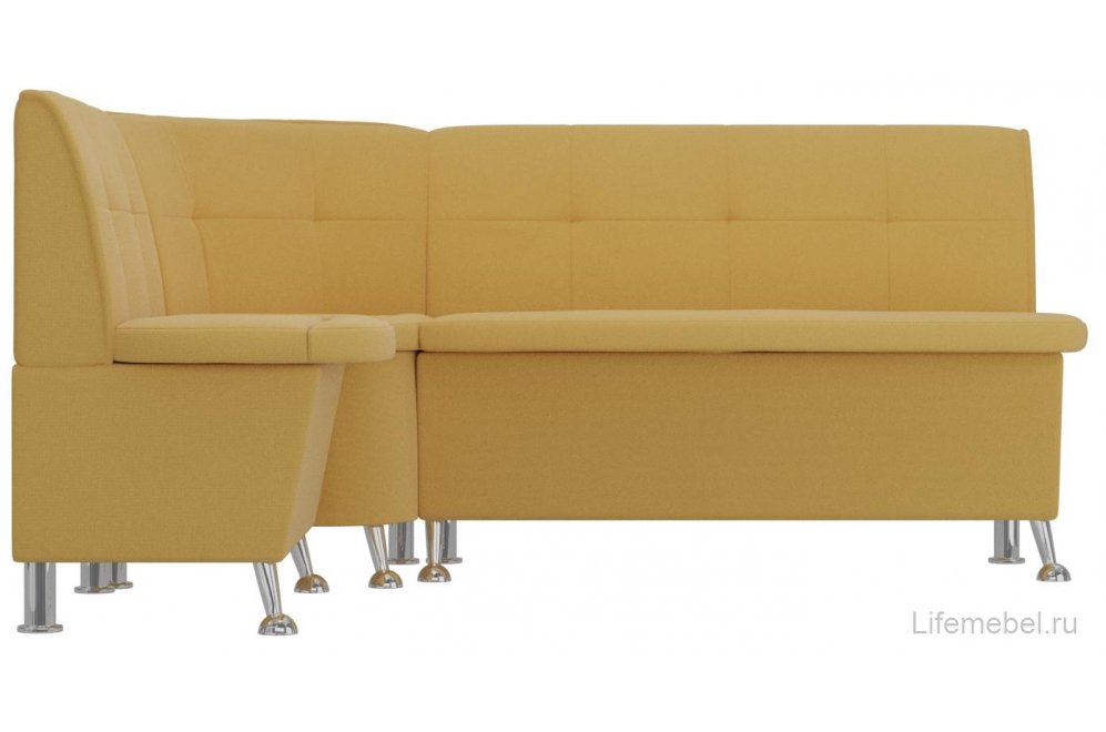 Кухонный диван угловой Феникс левый желтый микровельвет