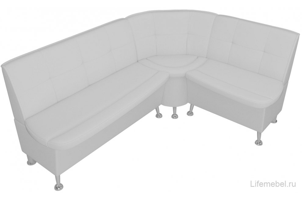 Кухонный диван угловой Феникс правый белая экокожа