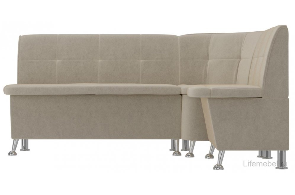 Кухонный диван угловой Феникс правый бежевый микровельвет