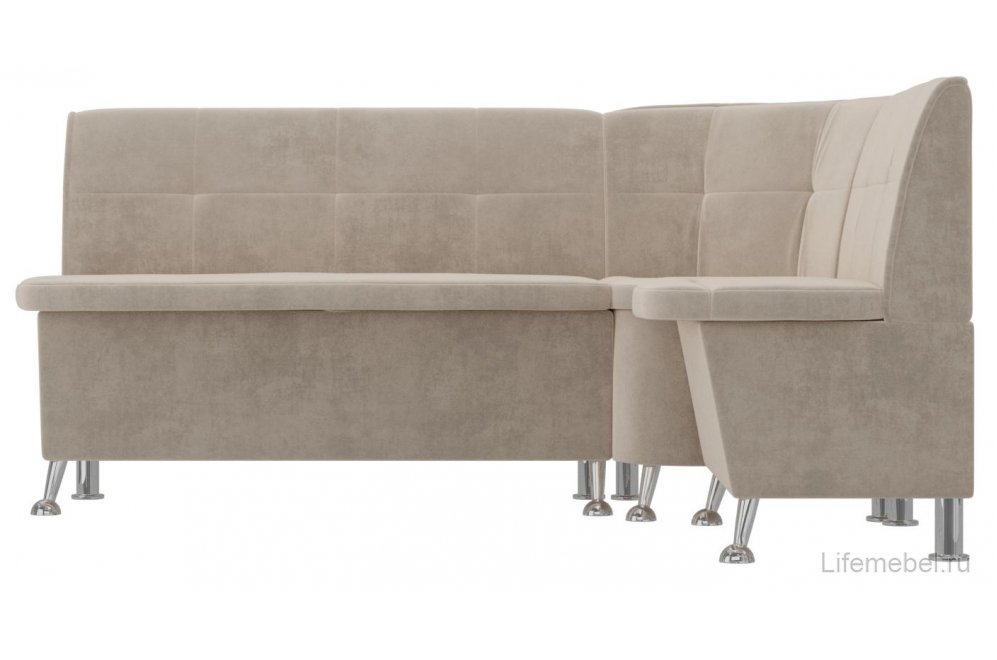 Кухонный диван угловой Феникс правый бежевый велюр
