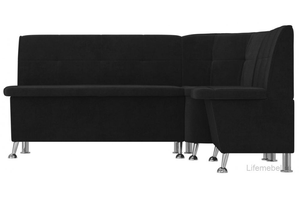 Кухонный диван угловой Феникс правый черный велюр