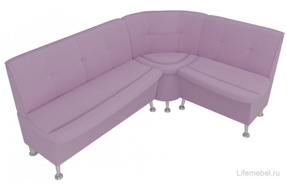 Кухонный диван угловой Феникс правый сиреневый микровельвет
