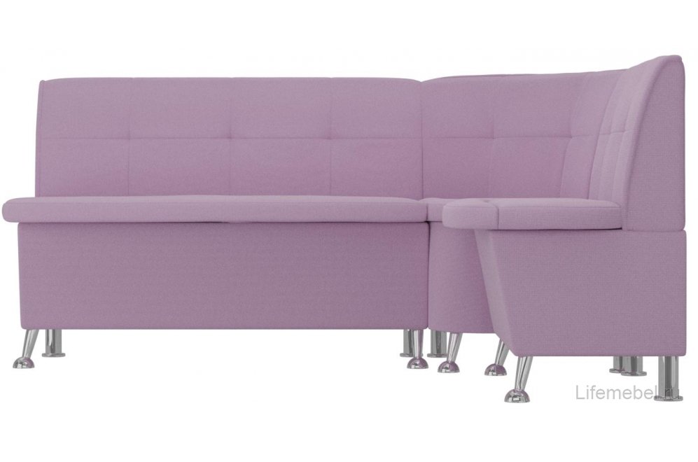 Кухонный диван угловой Феникс правый сиреневый микровельвет
