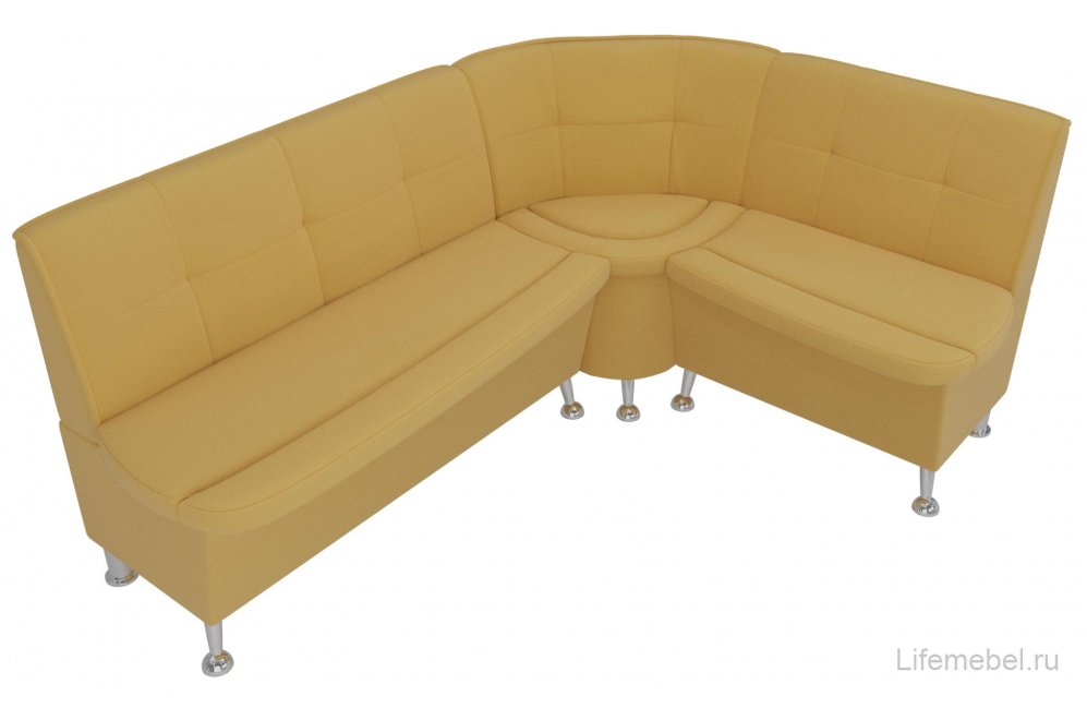 Кухонный диван угловой Феникс правый желтый микровельвет