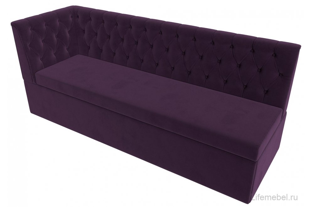 Кухонный диван угловой Маркиз левый фиолетовый велюр