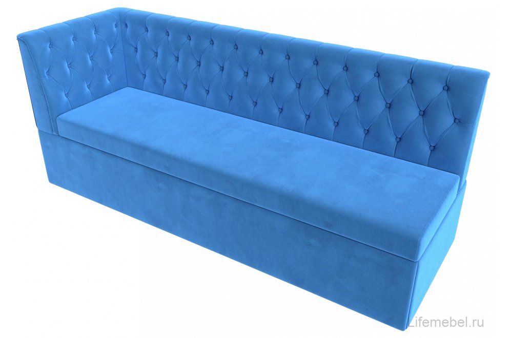Кухонный диван угловой Маркиз левый голубой велюр