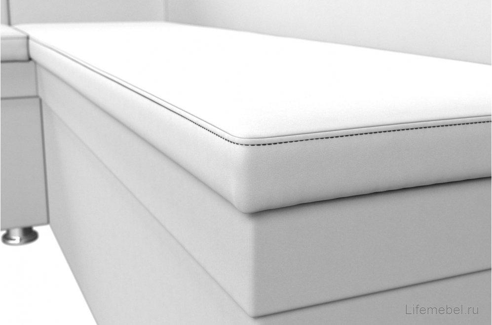 Кухонный диван Уют угловой экокожа белый левый