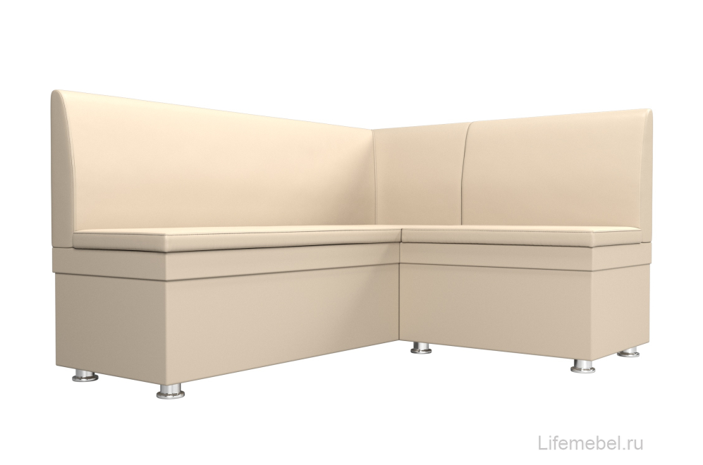 Кухонный диван Уют угловой экокожа бежевый правый