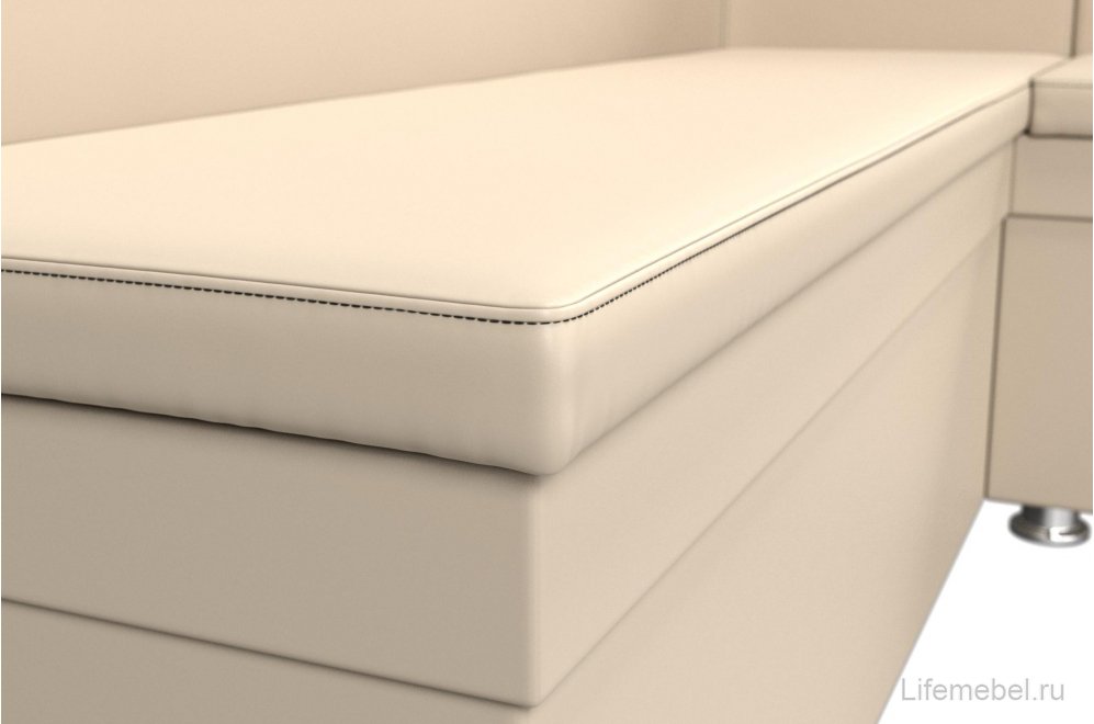 Кухонный диван Уют угловой экокожа бежевый правый