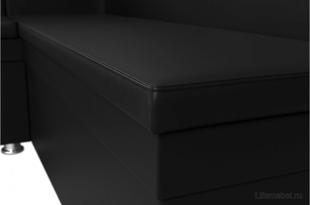 Кухонный диван Уют угловой экокожа черный левый