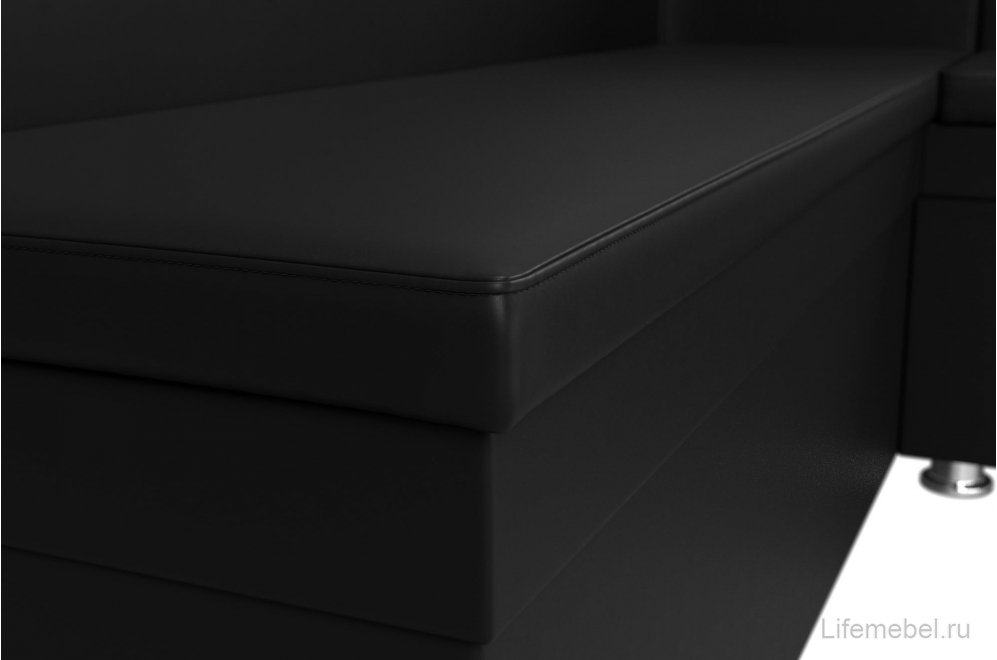 Кухонный диван Уют угловой экокожа черный правый