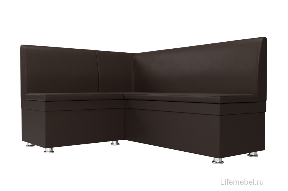 Кухонный диван Уют угловой экокожа коричневый левый