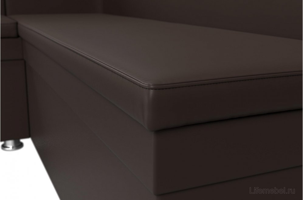 Кухонный диван Уют угловой экокожа коричневый левый
