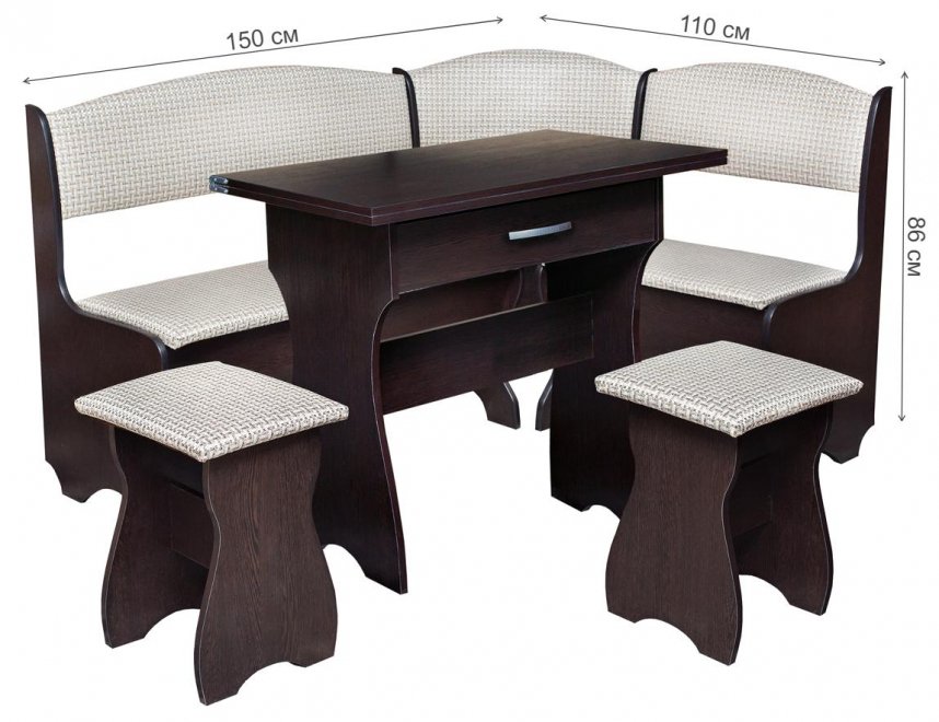 Кухонный уголок Елена-7 венге / рогожка