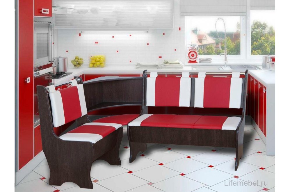 Кухонный уголок КУ-40 венге / красный / белый (терра 112/100)