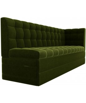 Диван кухонный угловой Бриз правый вельвет зеленый