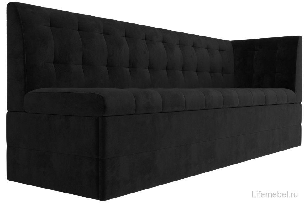 Кухонный диван Бриз правый черный велюр