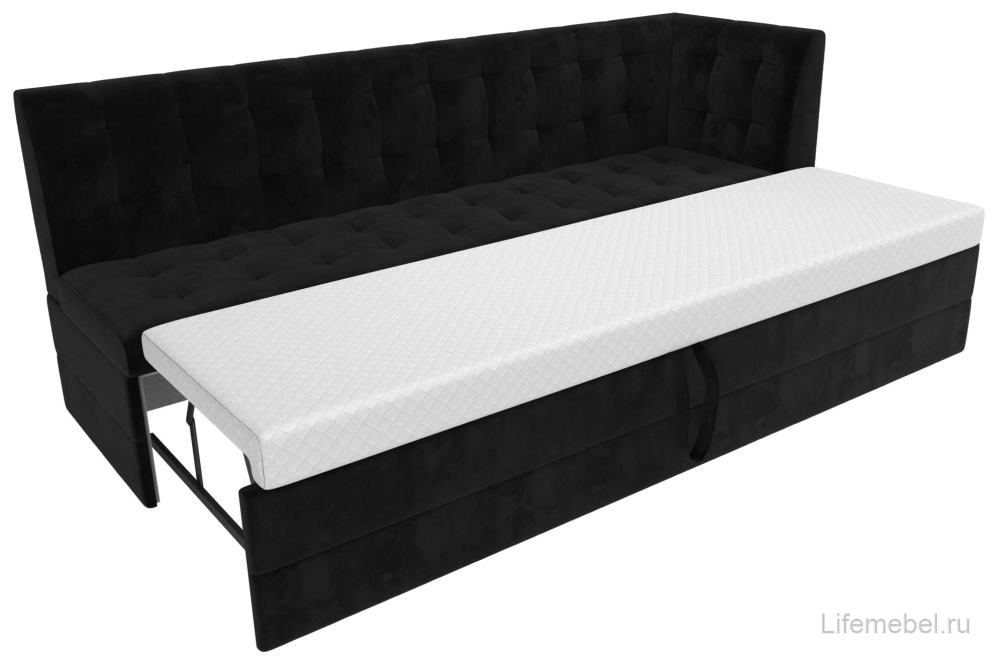 Кухонный диван Бриз правый черный велюр