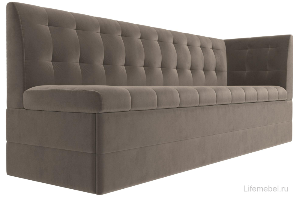 Кухонный диван Бриз правый коричневый велюр