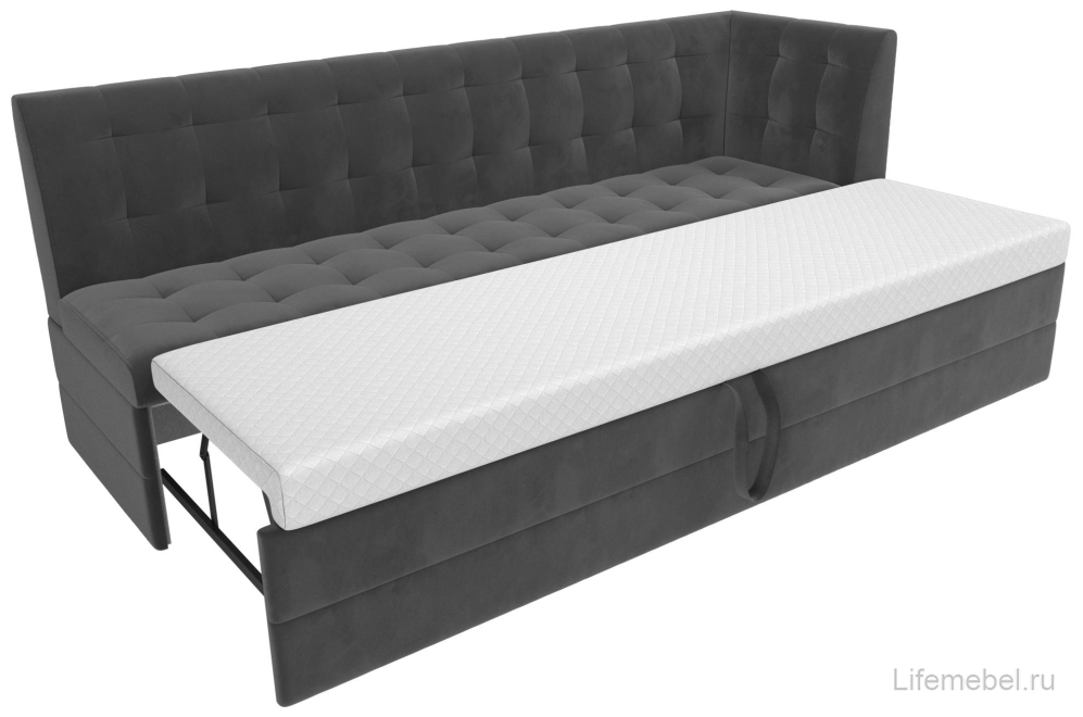 Кухонный диван Бриз правый серый велюр