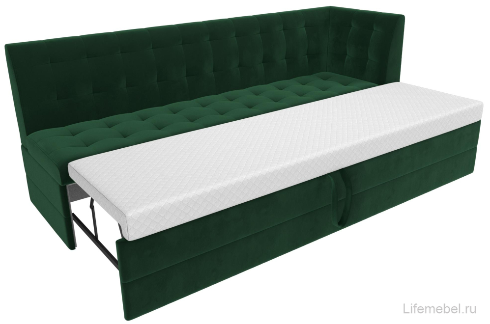 Кухонный диван Бриз правый зеленый велюр