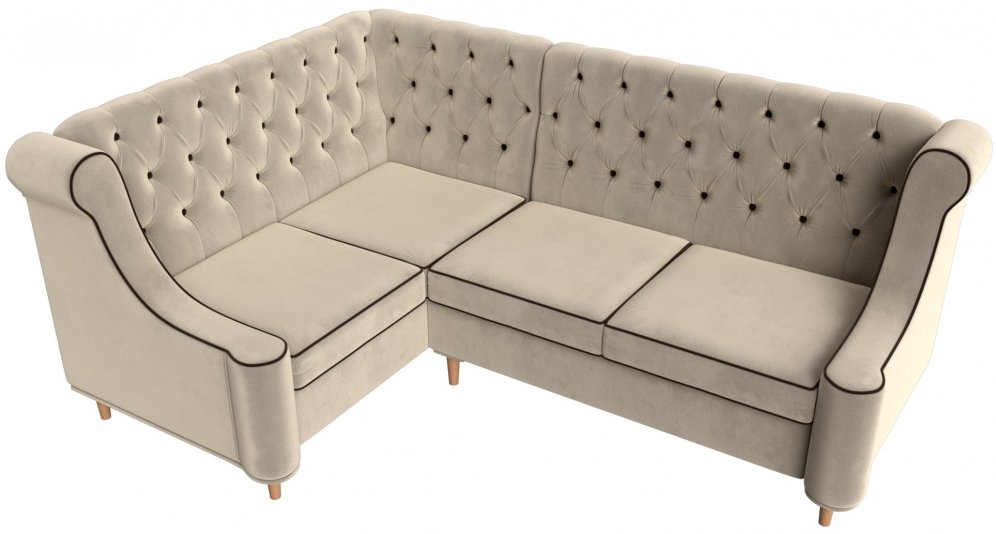 Кухонный диван Бронкс левый микровельвет бежевый