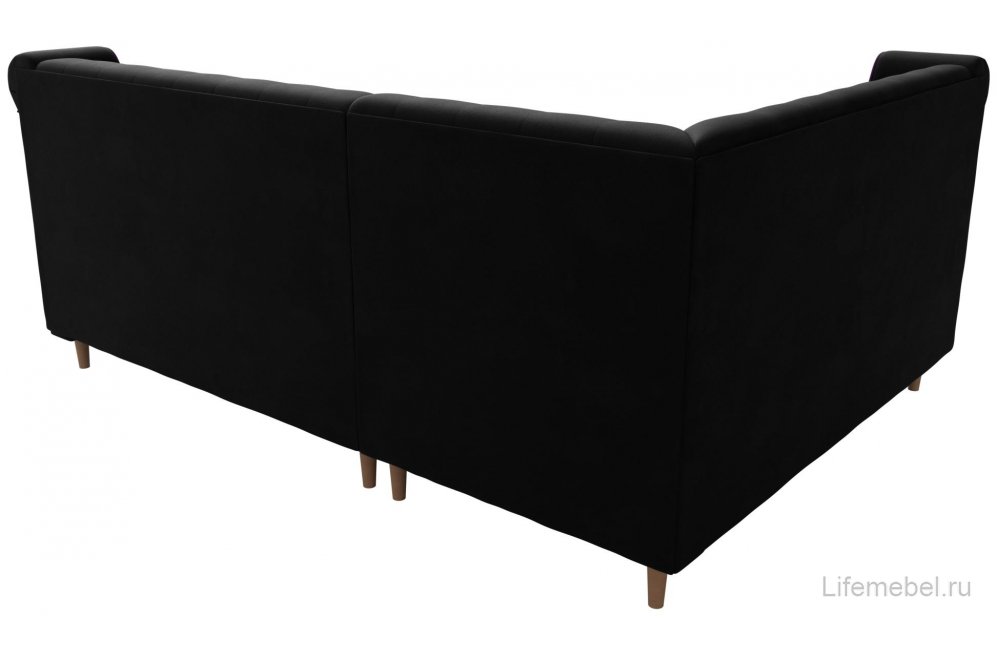 Кухонный диван Бронкс левый микровельвет черный
