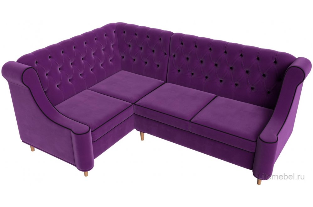 Кухонный диван Бронкс левый микровельвет фиолетовый