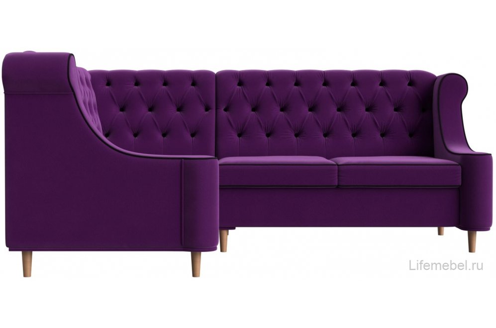 Кухонный диван Бронкс левый микровельвет фиолетовый