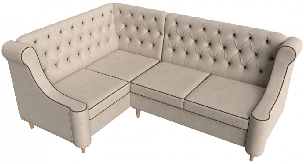 Кухонный диван Бронкс левый рогожка бежевый