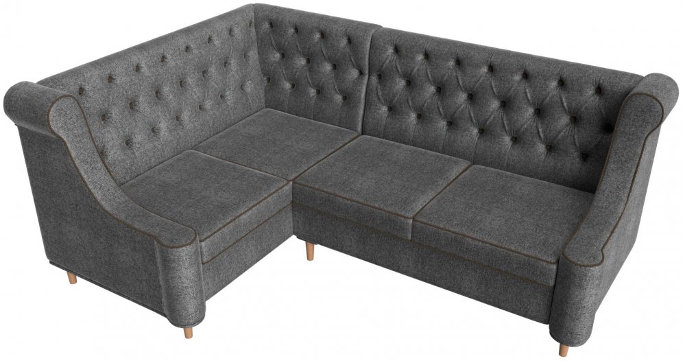 Кухонный диван Бронкс левый рогожка серый