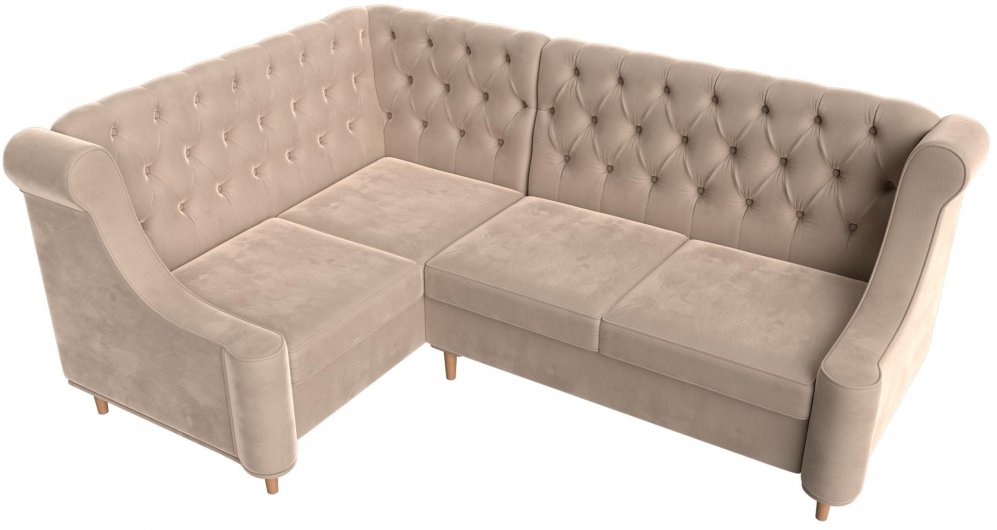 Кухонный диван Бронкс левый велюр бежевый