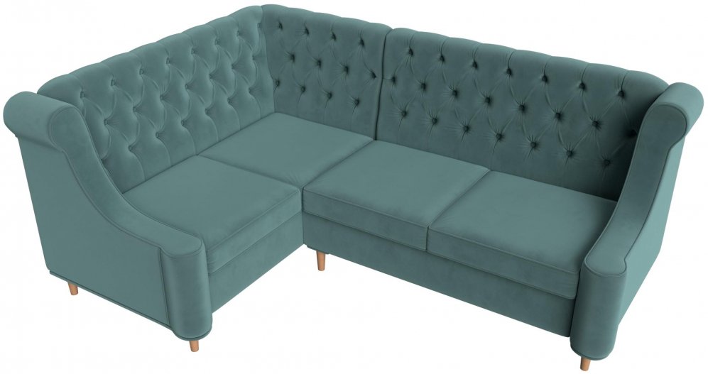 Кухонный диван Бронкс левый велюр бирюза