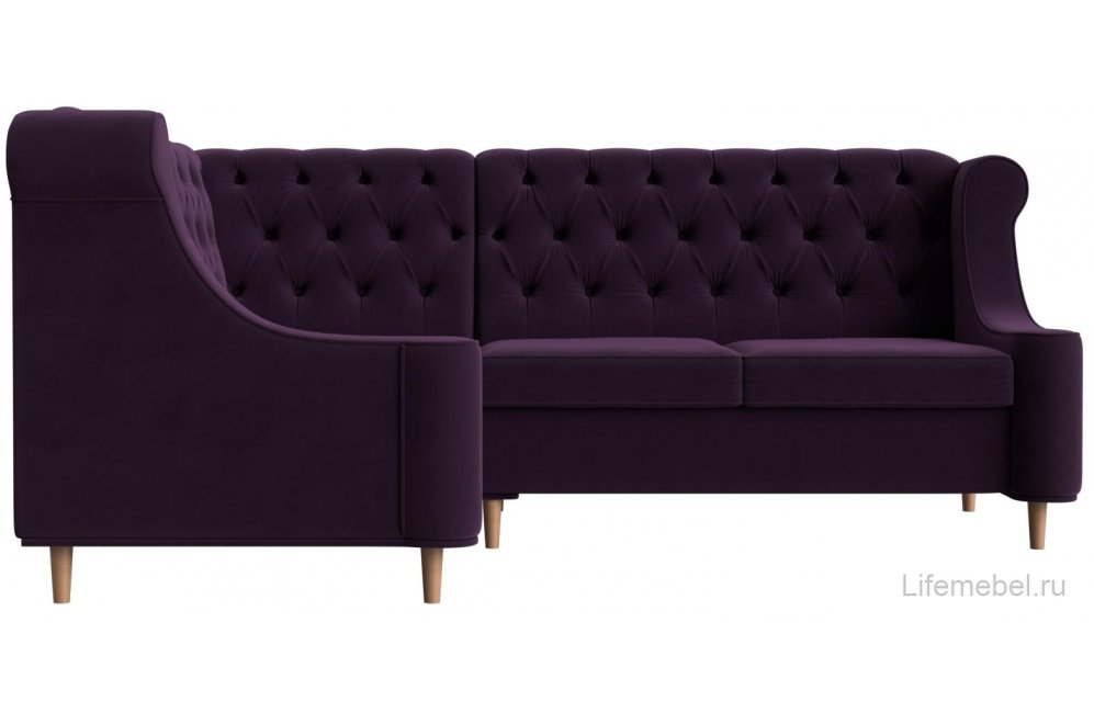 Кухонный диван Бронкс левый велюр фиолетовый