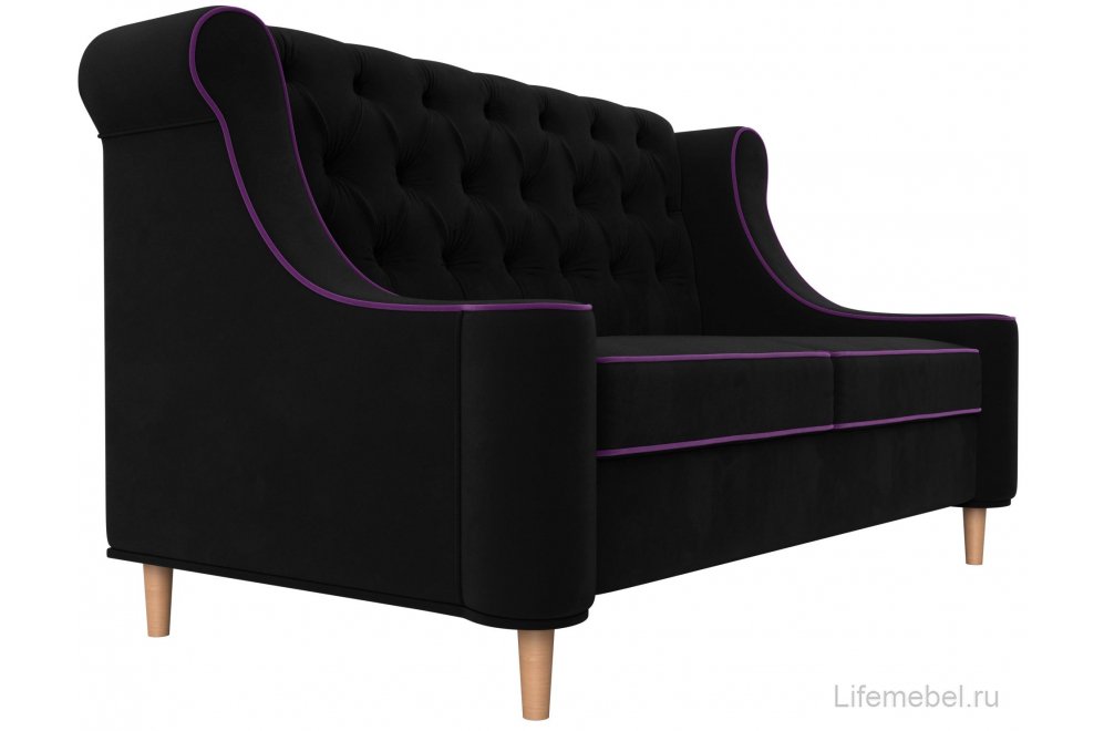 Кухонный диван Бронкс микровельвет черный