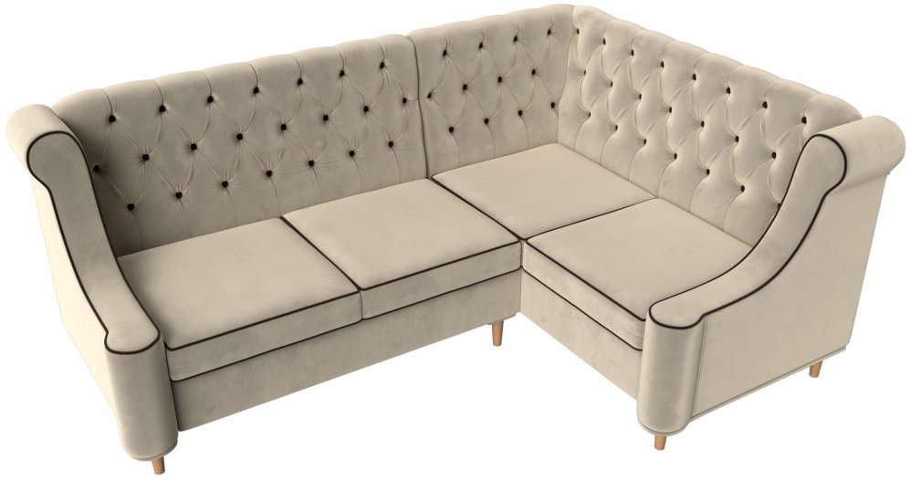 Кухонный диван Бронкс правый микровельвет бежевый