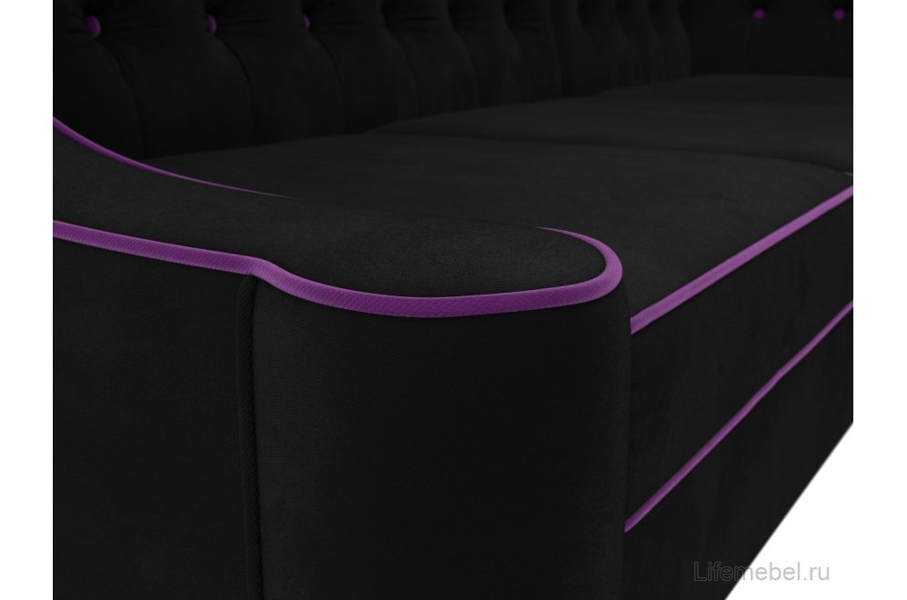 Кухонный диван Бронкс правый микровельвет черный