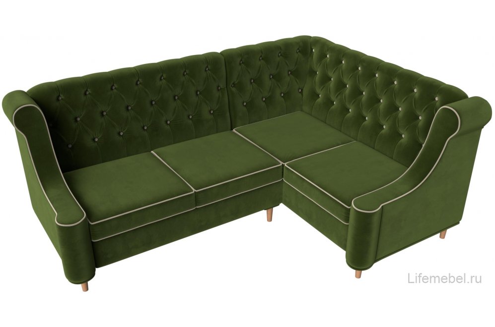 Кухонный диван Бронкс правый микровельвет зеленый