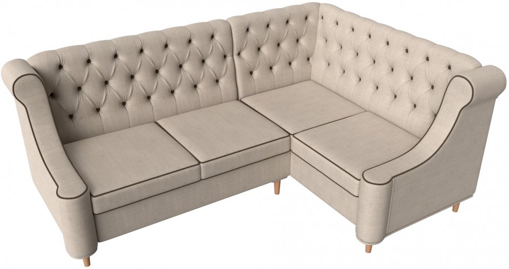 Кухонный диван Бронкс правый рогожка бежевый