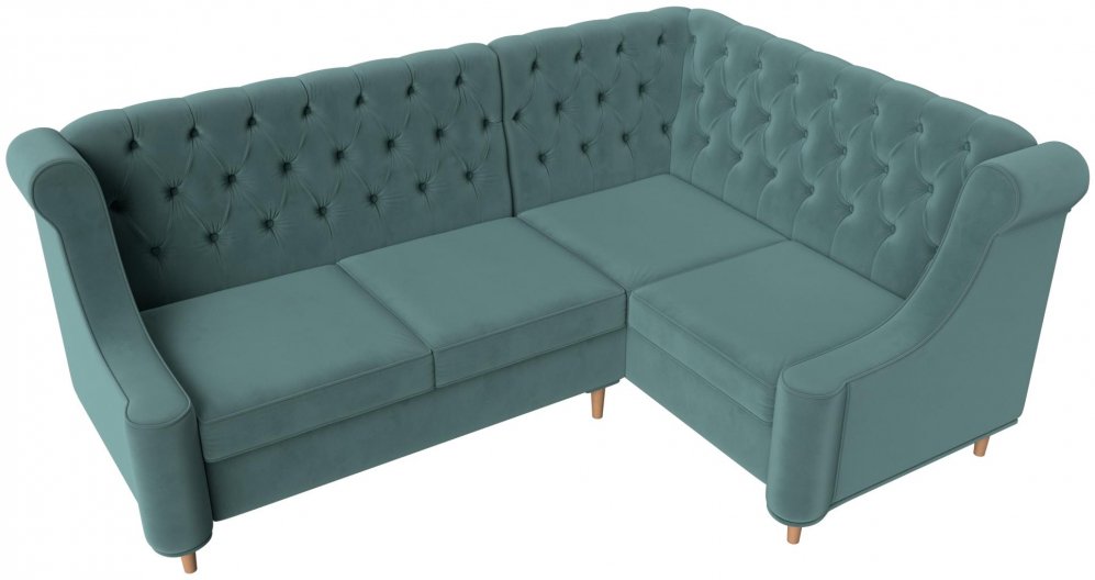 Кухонный диван Бронкс правый велюр бирюза