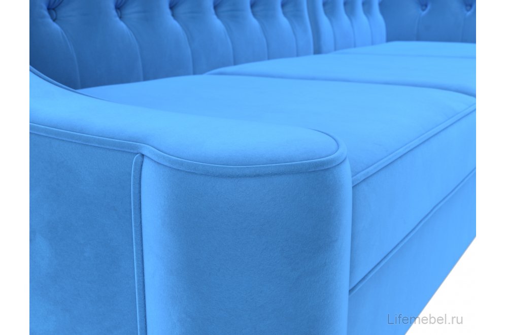 Кухонный диван Бронкс правый велюр голубой