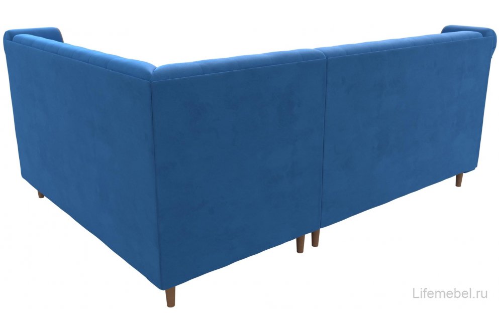 Кухонный диван Бронкс правый велюр голубой