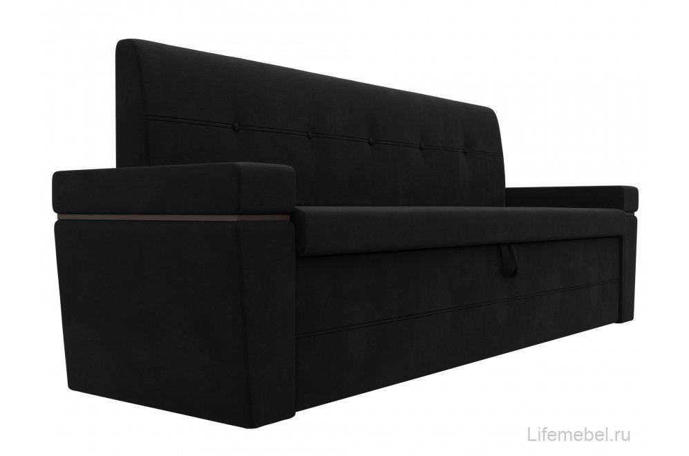 Кухонный диван Деметра микровелвет черный